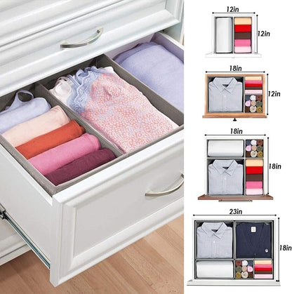 Criusia Foldable Underwear Drawer Organizer, Closet Dividers, Storage Box for Clothes, Socks (6 Bins, Gray)