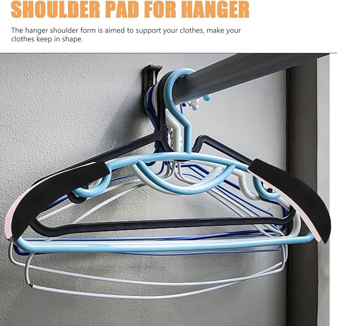 DOITOOL 10Pcs Velvet Hangers Shoulder Form Hanger Shoulder Pads Black Protectors 0.2 Inch Wide Non-Slip Shaper for Velvet Flocking s