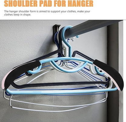 DOITOOL 10Pcs Velvet Hangers Shoulder Form Hanger Shoulder Pads Black Protectors 0.2 Inch Wide Non-Slip Shaper for Velvet Flocking s