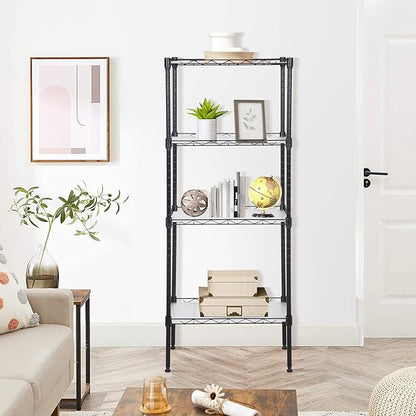 4-Tier Wire Shelving Unit 44" H x 18L x 12D Metal Shelves for Storage with Shelf Liners Adjustable Small Storage Rack Shelf Organizer for Closet Pantry Kitchen, 600Lb Capacity, Black