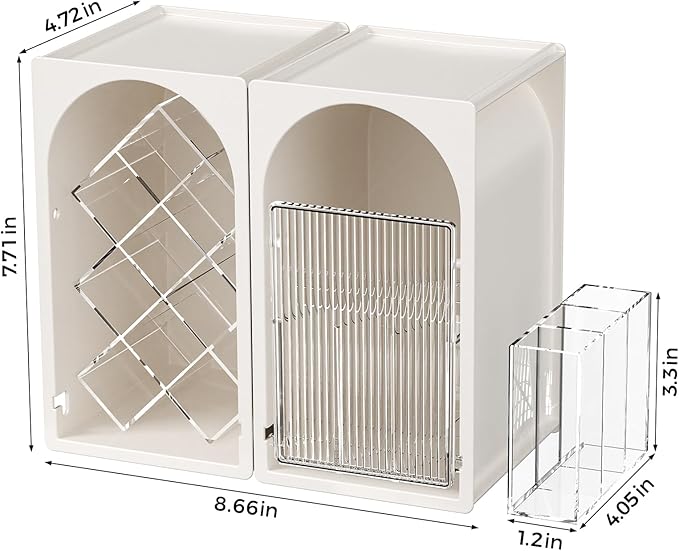 INVSSENE Stackable Makeup Organizer Countertop, Storage Perfume Skincare Cosmetic Lipstick Face Mask Makeup Brush Palettes, Ideal for Vanity Bathroom Counter