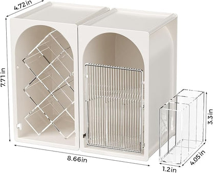 INVSSENE Stackable Makeup Organizer Countertop, Storage Perfume Skincare Cosmetic Lipstick Face Mask Makeup Brush Palettes, Ideal for Vanity Bathroom Counter