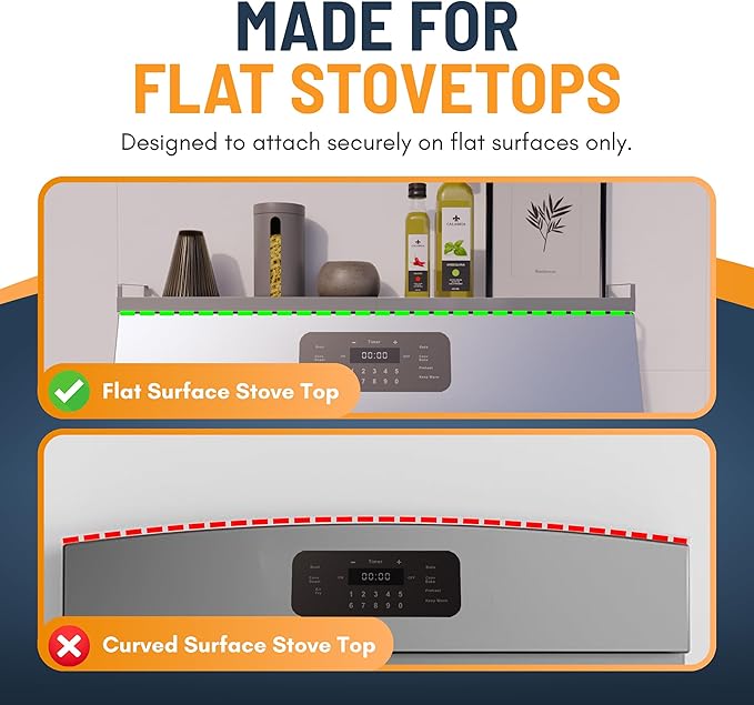 Extendable Steel Over the Stove Shelf for Back of Stove (16 to 30 Inches) Magnetic Stove Top Shelf for Kitchen Stove, Over Stove Shelf for Back of Stove - Over the Stove Spice Rack Shelf (Grey)