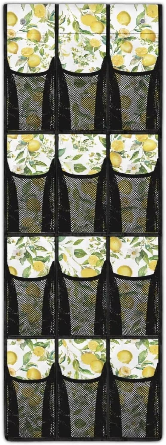 Lemon Pattern Shoe Organizer Door Hanger,Shoes Hanger Storage Organizer Bag Storage for Small Spaces,Hanging Shoe Storage