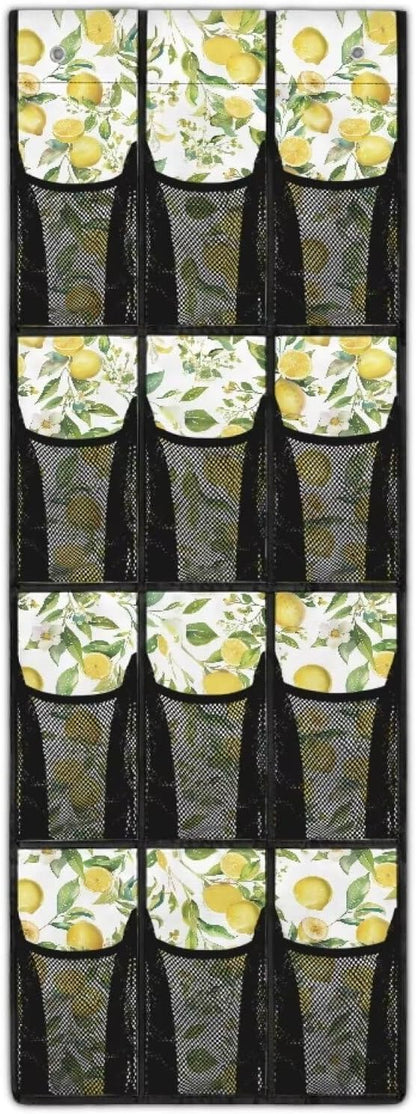 Lemon Pattern Shoe Organizer Door Hanger,Shoes Hanger Storage Organizer Bag Storage for Small Spaces,Hanging Shoe Storage