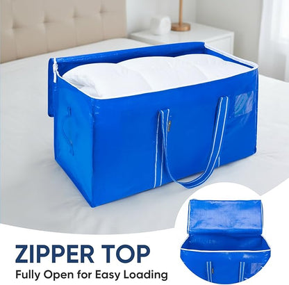 BALEINE 2-Pack Oversized Moving Bags with Reinforced Handles, Heavy-Duty Storage Tote for Clothes, Moving Supplies (Royal Blue, 2-Pack)
