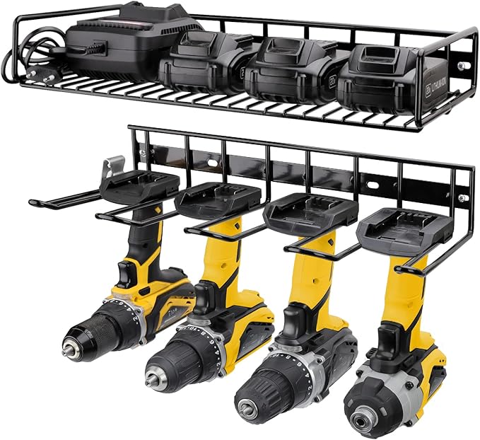 UNITEDPOWER Wall Mounted Power Tool Organizer Holder, Heavy Duty Utility Storage Rack for Battery Powered Hand Tools, Cordless Drill Rack, Workshop, Shed, Garage, Home