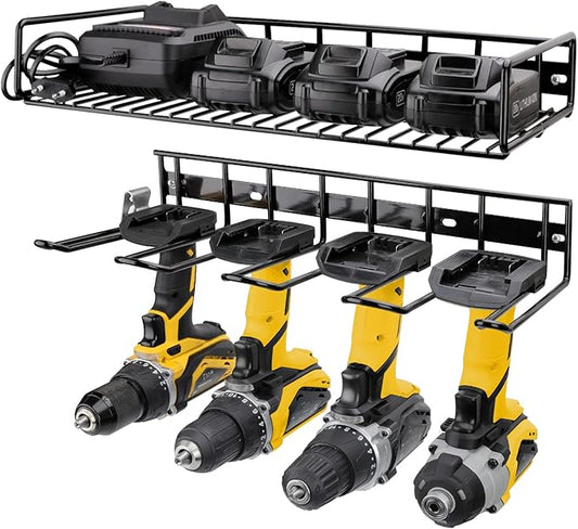 UNITEDPOWER Wall Mounted Power Tool Organizer Holder, Heavy Duty Utility Storage Rack for Battery Powered Hand Tools, Cordless Drill Rack, Workshop, Shed, Garage, Home