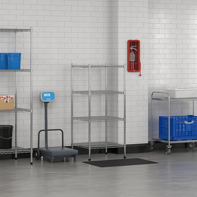 Commercial NSF Listed Chrome Stationary Wire Shelving Kit 24" x 24" x 54", with 4 Shelves Perfect for Warehouse, Walk-in Refrigerator, Freezer, Grocery Store, Restaurant, Dishroom