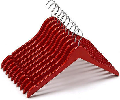 Passionate Red Wooden Hangers 20 Pack for Adults Heavy Duty Non-Slip Clothes Hangers, Colorful Wood Hangers Pack of 20 Sturdy Coat Hangers for Men Women Shirts Pants Coats Assorted Colors (RED)