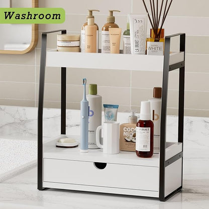 Boulphia 2-Tier Bathroom Organizer Countertop, Bathroom Sink Organizer Countertop, Vanity, Counter Shelf, White
