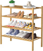 ROMGUAR CRAFT 4 Tier Bamboo Shoe Rack for Closet Free Standing Wood Shoe Shelf for Entryway Small Space Stackable 27"x11"x26" (Natural)