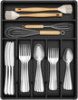 Lifewit Silverware Drawer Organizer Tray, Plastic Cutlery Storage for Kitchen, Flatware and Utensil Holder Divider for Spoons Forks Knives Tableware, 12.3 x 16", 7 Slots, Black