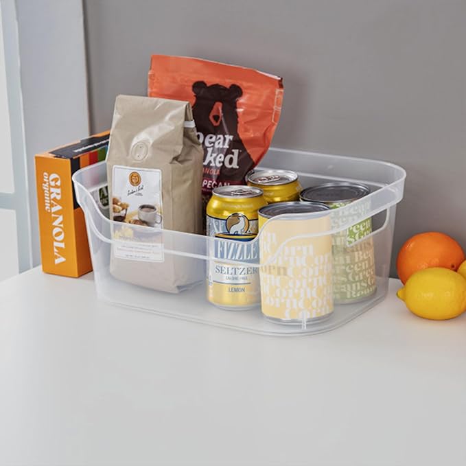 Sterilite 5.25 in. x 9.5 in. x 13 in. Clear Plastic Cube Storage Bin w/Carry Handles, 8-Pack 8 x 13348608