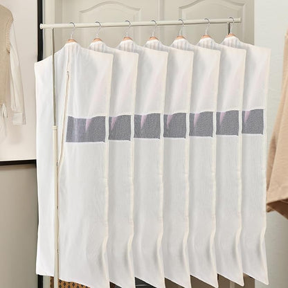 Aliceset 12 Packs 24 x 40 Inches Cotton Garment Bags for Hanging Clothes, Canvas Suit Bags for Clothes Coats Jackets Shirts Closet Storage Travel Gusseted Hanging Garment Cover