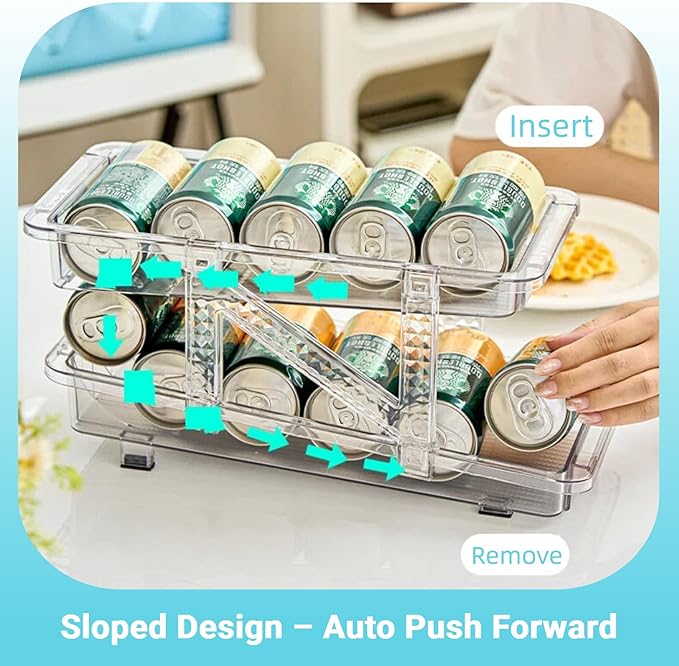 Drink Organizer for Fridge Soda Holder for Refrigerator Can Dispenser,Adjustable Width Can Holders for Fridge Suitable for Storage Cabinet