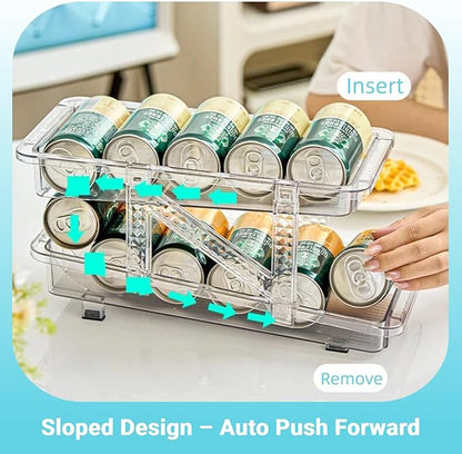 Drink Organizer for Fridge Soda Holder for Refrigerator Can Dispenser,Adjustable Width Can Holders for Fridge Suitable for Storage Cabinet