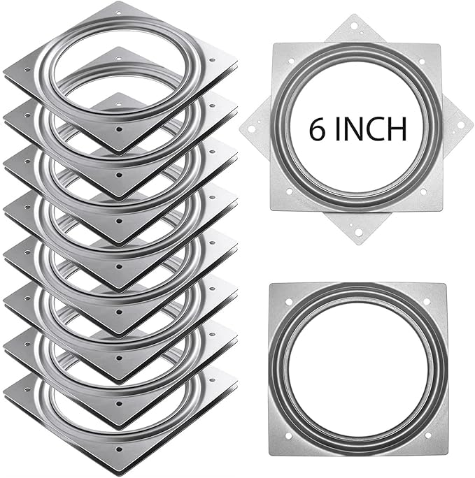 RHBLME 8 Pack Lazy Susan Hardware, 6 Inch Silver Lazy Susan Turntable Bearing 5/16" Thick 500lbs for Turntable, Serving Trays, Kitchen Storage Racks, Craft Table, Rotating Bearing Plate