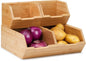 3 Pack Stackable Bamboo Potato Onion Storage Bins - Pantry Organizers for Kitchen Countertop, Ventilated Food Storage Containers for Fruits Vegetables