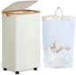 efluky Laundry Basket with Wheels, Tall Rolling Laundry Hamper with Lid and Removable Bag, Aesthetic Dirty Clothes Hamper on Wheels for Laundry Room, Bedroom, Dorm and Bathroom, 100L Black