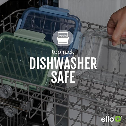 Ello Color Lock 12PC Mixed Glass Food Storage Sets, Leak-Proof Glass Food Storage Containers with Airtight BPA-Free Plastic Lids, Dishwasher, Microwave, and Freezer Safe, Desert Festival