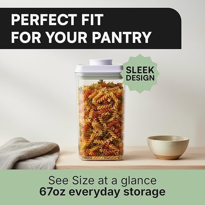 Bop Top Airtight Food Storage Containers with Lid 8 Cups / 67 oz | Kitchen Canister Sets | Air Tight Pantry Container | Pop Top Dry Food Storage Containers for Snacks, Sugar, Flour, Baking, Pasta