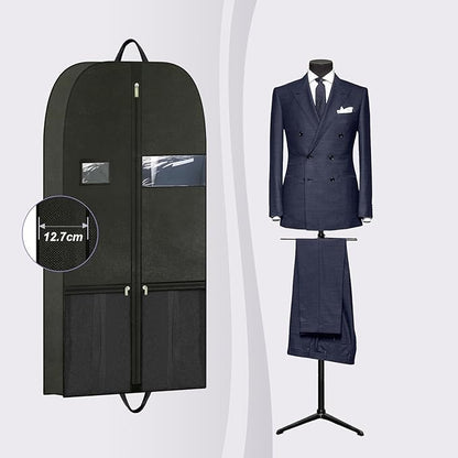 43" Garment Bags for Closet Storage and Travel, Gusseted Hanging Garment Bags for Men Women with Pockets Handles and Zipper, Suit Cover Bags for Clothes, Suits, Dress, Shirts, Coats, Jackets, 2 Pack