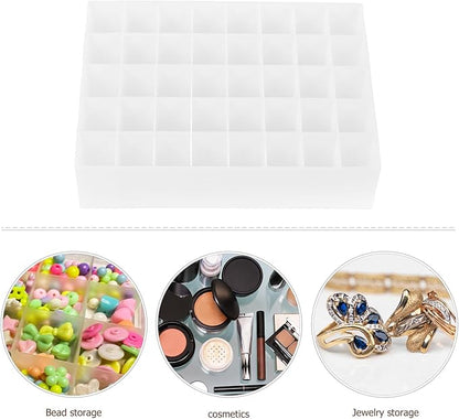 Cabilock 40 Slot White Plastic Lipstick Organizer Makeup Storage Stand Cosmetic Display Case for Vanity Table