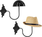 Owlgift Rustic Black Wall Mounted Hat Holder Set of 2 – Vintage Style Iron Cap Rack with Dome Top for Hats, Helmets, Wigs & Scarves – Decorative Wall Hook for Entryway, Home, Cafe, or Boutique