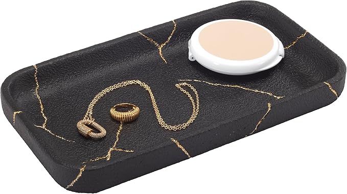 Nicole Miller - Vanity Tray, Resin Countertop Accessories, Dorm Room Essentials (Sydney Collection, Black/Gold)