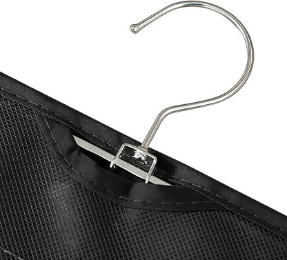 Black Hanging Jewelry Organizer, 80 Pockets Double-Sided, Wall Door Closet Storage for Earrings Necklaces Rings