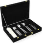 Pickmesh Silverware Case with Lid and Handle, Silverware Storage Box Sterling Silver Flatware Chest Without Silver Tarnish Proof Utensils Organizer for Kitchen Decor Wedding Gifts(Black,1 Layer)