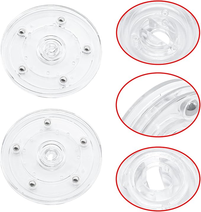 4 Pcs Clear 4 inch Acrylic Lazy Susan Rotating Turntable Organizer Bearings - Round Swivel Plate for Spice Rack, Table, Cake, Kitchen Pantry