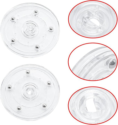 4 Pcs Clear 4 inch Acrylic Lazy Susan Rotating Turntable Organizer Bearings - Round Swivel Plate for Spice Rack, Table, Cake, Kitchen Pantry