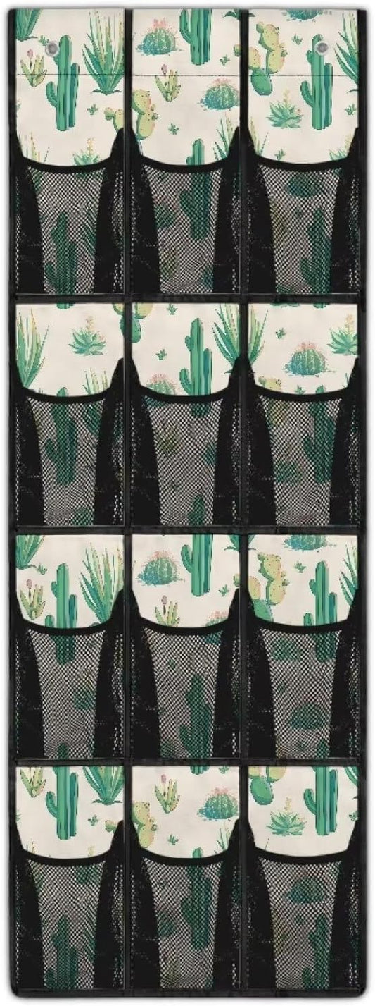 Cactus Over the Door Shoe Organizer 12 Large Pockets Hanging Shoe Rack for Closet Sturdy Oxford Fabric Shoe Storage Organizer