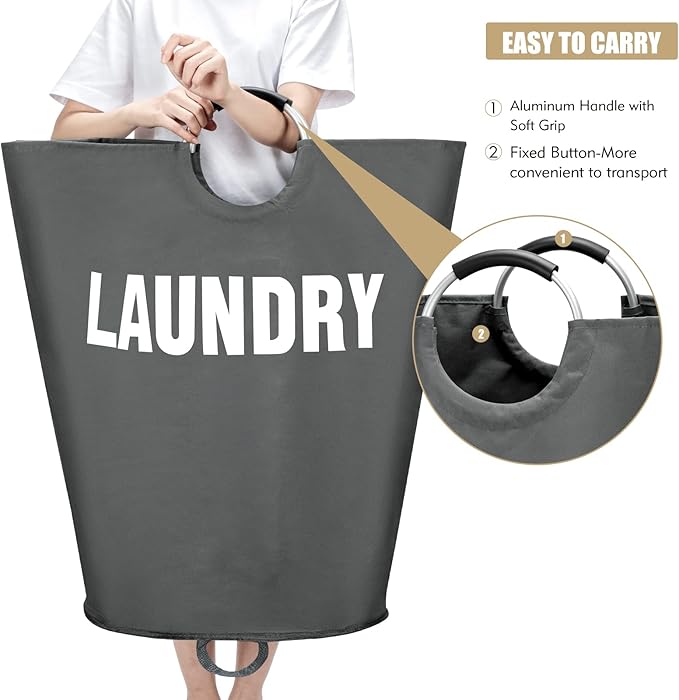 Maxsilan 160L XX-Large Laundry Basket, Freestanding Tall Clothes Hamper, Collapsible Laundry Bag, Dark Grey