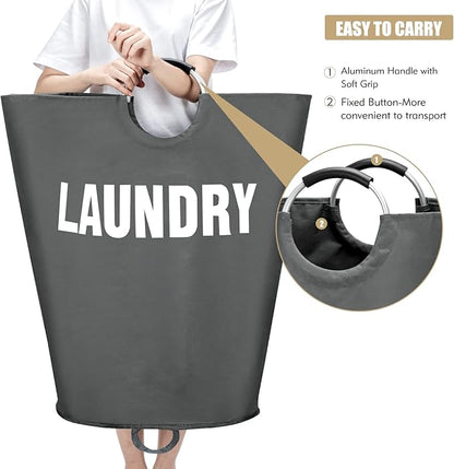Maxsilan 160L XX-Large Laundry Basket, Freestanding Tall Clothes Hamper, Collapsible Laundry Bag, Dark Grey