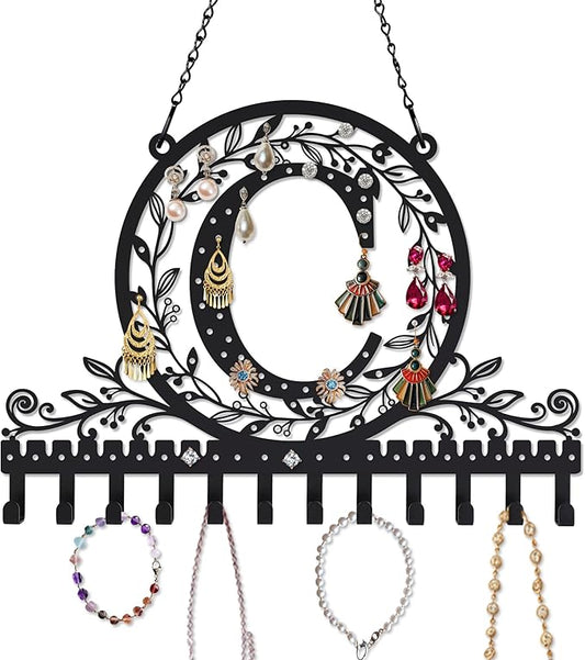 Wall-Mounted Metal Earring Holder Hanging Jewelry Organizer for Earrings and Necklaces Space-Saving Wall Display with Hooks for Jewelry Storage (jewelry stand C)
