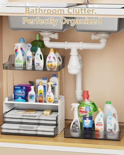 Anylady Bathroom Organizers and Storage, Makeup Organizer (Sturdy Durable Attractive), Ideal for Vanity, Countertop, Counter, Perfume, Skincare, Cabinet, Cosmetic, Dresser Organizer (Black)