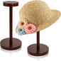 Peohud 2 Pack Wood Hat Display Stand, Tabletop Rustic Cowboy Hat Rack, Vintage Wig Holder, Jewelry Display Riser Helmet Organizer for Home