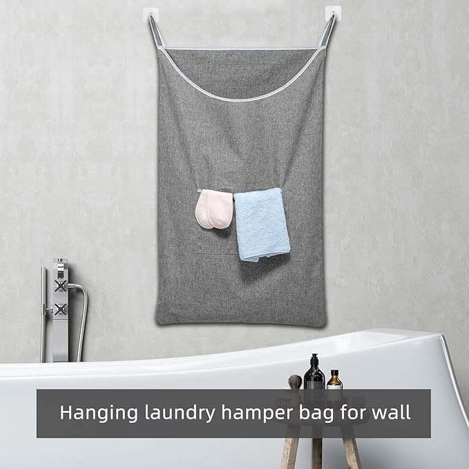SAVERHO X-Large Door Hanging Hamper Bag,2 Pack Large Capacity Hanging Laundry Hamper Basket with Wide Opening Dirty Clothes Laundry Hamper Storage Bag Size 35X22inch(Grey-2Pack)