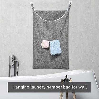 SAVERHO X-Large Door Hanging Hamper Bag,2 Pack Large Capacity Hanging Laundry Hamper Basket with Wide Opening Dirty Clothes Laundry Hamper Storage Bag Size 35X22inch(Grey-2Pack)