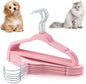 Weysat 12 Pcs Pink Dog Clothes Hangers 11'' Non-Slip & 360° Swivel Velvet Small Pet Hangers for Cats/Dogs with Rustproof Metal Hooks, Space-Saving for Home Storage & Grooming Salons Minimalism