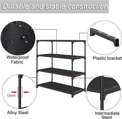 4-Tier Small Shoe Rack Space Saving Shoe Shelf Storage Organizer for Entryway Hallway Closet Bathroom Garage,Stackable Shoe Stand(Black)
