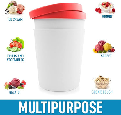 Zulay Large Ice Cream Containers - 2 Pack, 1 Quart Each - Reusable Ice Cream Container Set with Lids - For Sorbet, Gelato, Frozen Yogurt (Red)
