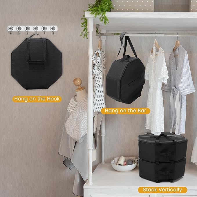 Wonderjune 2 Pcs Cowboy Hat Box for Storage Collapsible Sturdy Cowboy Hat Case with Handle for Men and Women Travel Storage Organizer Large Cap Bag for Closet(Black)