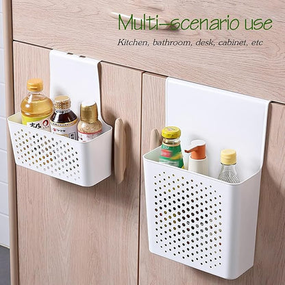 Kitchen cabinet door storage basket, no punching hook bracket hanging basket, 2pack