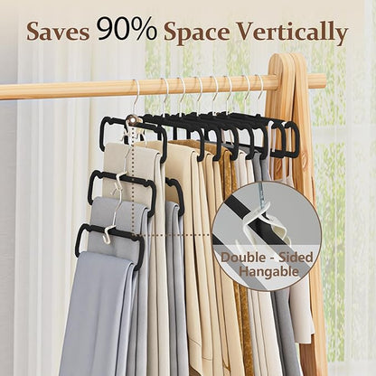 Velvet Felt Pants Hangers 30 Pack – Heavy Duty Space Saving Clothes Hangers with 360° Swivel Hook, Non-Slip Thin Design for Suits, Shirts, Coats, Dresses – Includes 30 Hooks (Black)