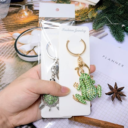 "Honbay 100PCS Keychain Display Cards Keyring Packaging Cards Blank Jewelry Display Hanging Cards and 100PCS Self Sealing Bags for Keychain Display, Organization and Storage"