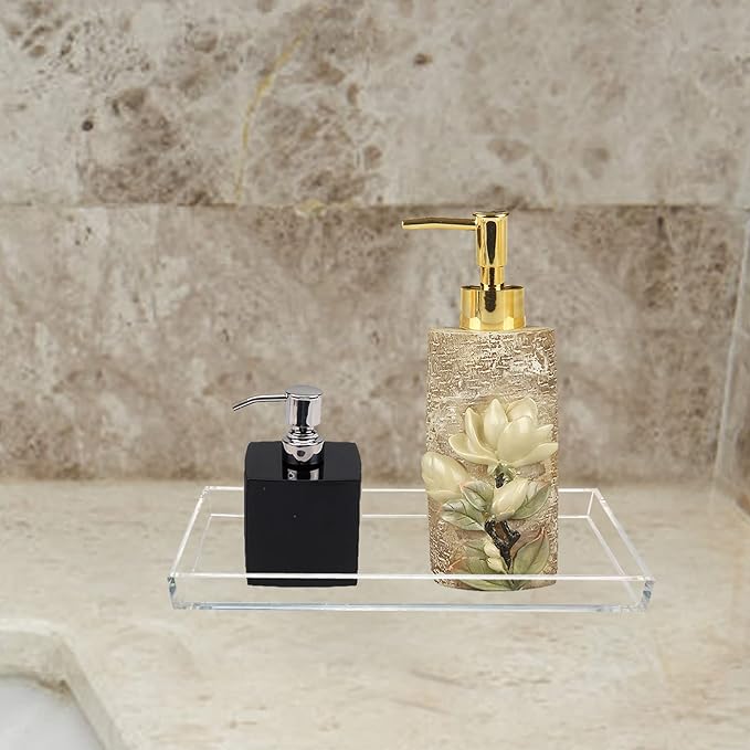 Acrylic Vanity Tray for Organizing, Clear Bathroom Trays for Counter, Desk, Dresser